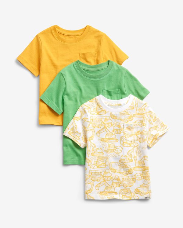 GAP GAP 3- pack Koszulka dziecięce Zielony Żółty Biały