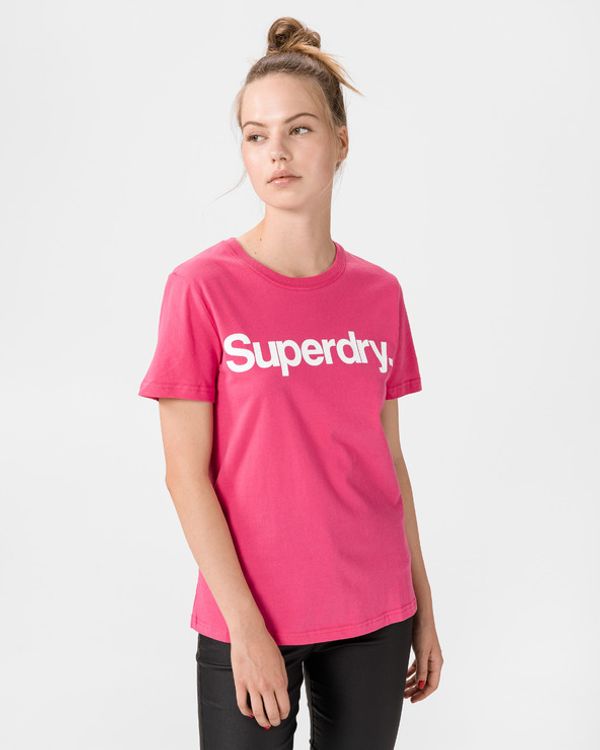 SuperDry SuperDry Flock Koszulka Różowy