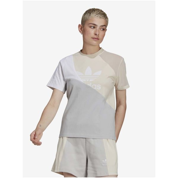 Adidas Beige-Grey Women's T-Shirt adidas Originals - Women