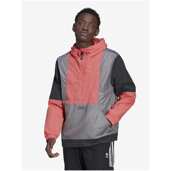 Adidas Pink-Grey Men's Lightweight Jacket with Hood adidas Originals - Men