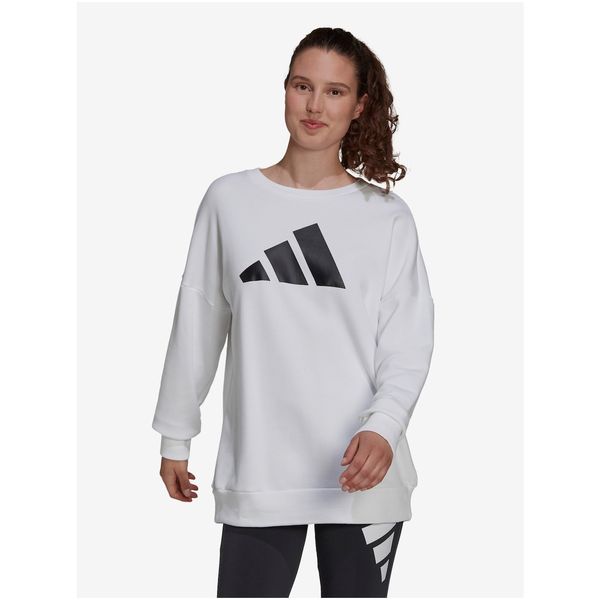 Adidas White Women's Sweatshirt with Print adidas Performance W FI 3B CREW - Women
