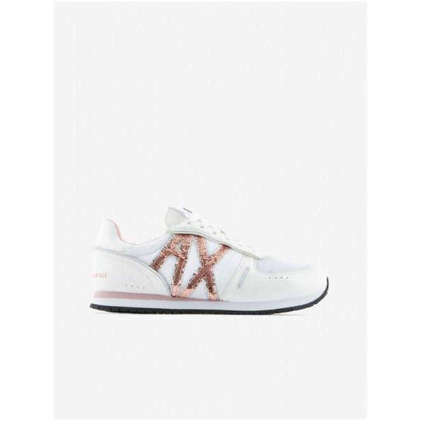 Armani White Womens Sneakers with Sequins Armani Exchange - Women