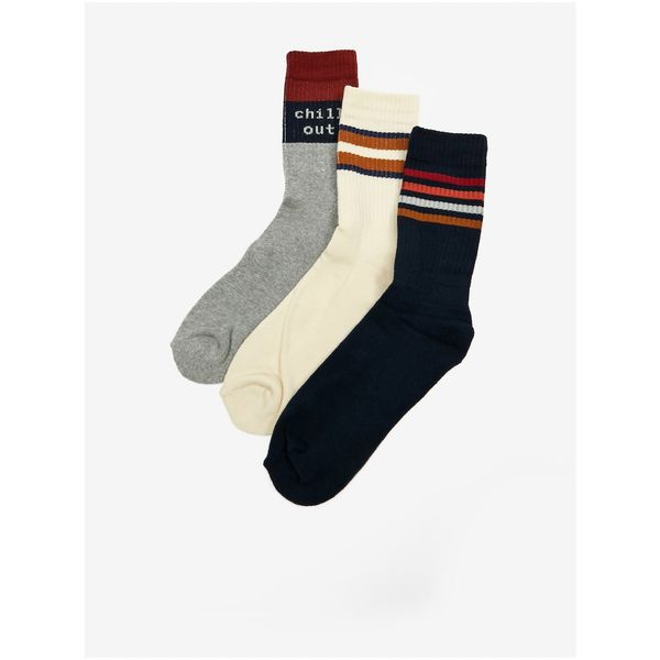 Blend Set of three pairs of men's socks in gray, cream and black Blend - Men's