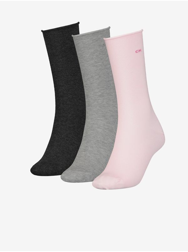 Calvin Klein Calvin Klein Set of three pairs of women's socks in pink, gray and black Calvin - Ladies