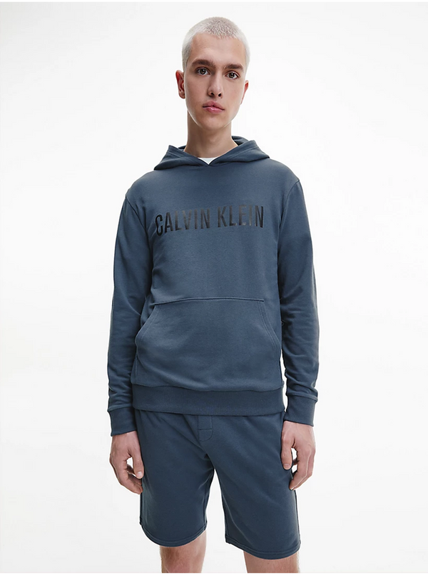 Calvin Klein Men's Grey Blue Hooded Sweatshirt Calvin Klein - Men