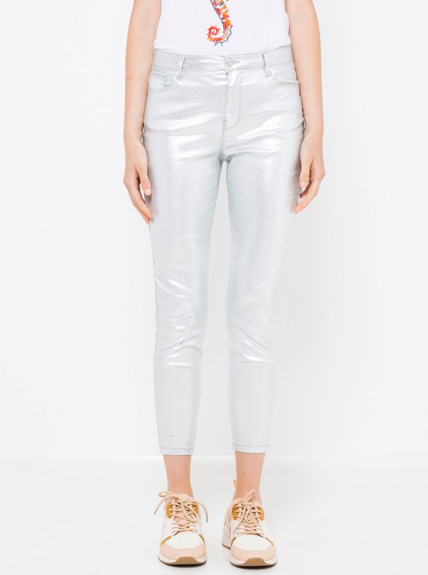 CAMAIEU Glossy shortened trousers in silver COLOR CAMAIEU - Women