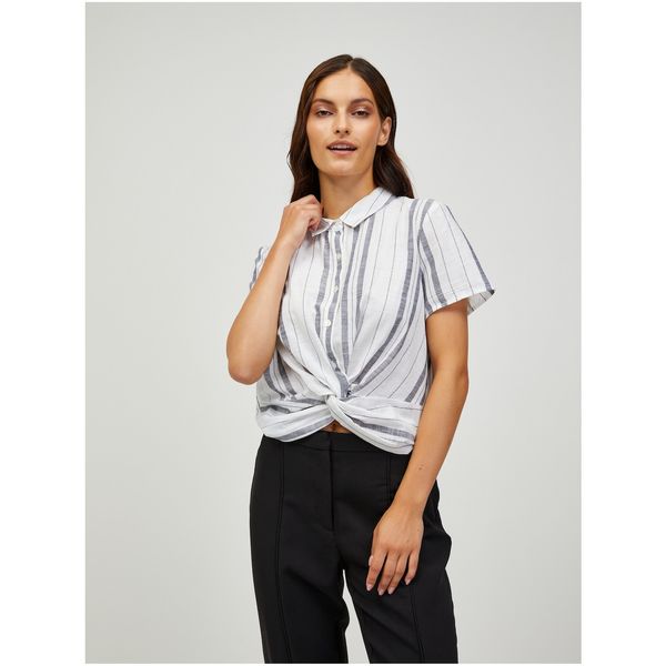 CAMAIEU Grey-white striped short sleeve shirt CAMAIEU - Women