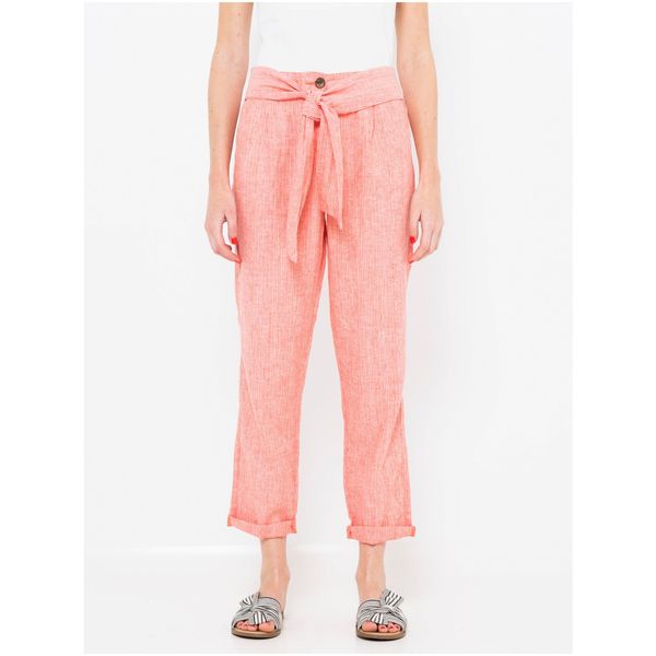 CAMAIEU Pink linen shortened trousers CAMAIEU - Women