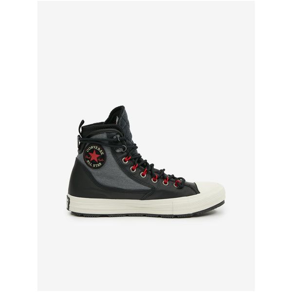 Converse Black-Grey Men's Ankle Sneakers with Converse Leather Details - Men's