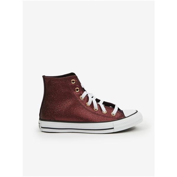 Converse Burgundy Womens Ankle Glitter Sneakers Converse Chuck Taylor All Sta - Ladies