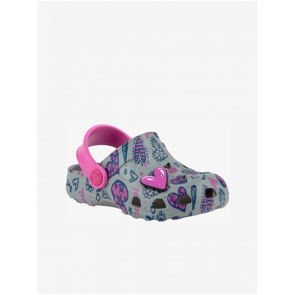 Coqui Grey Girly Patterned Slippers Coqui Little Frog - Girls
