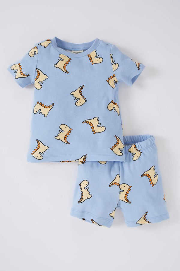 DEFACTO DEFACTO Baby Boy Patterned Short Sleeve Ribbon Pajama Set