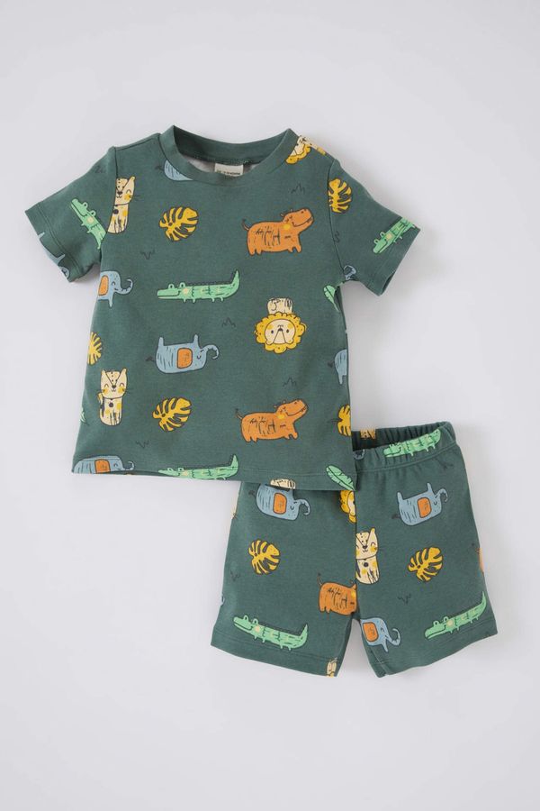 DEFACTO DEFACTO Baby Boy Patterned Short-sleeved Rib Pajama Set