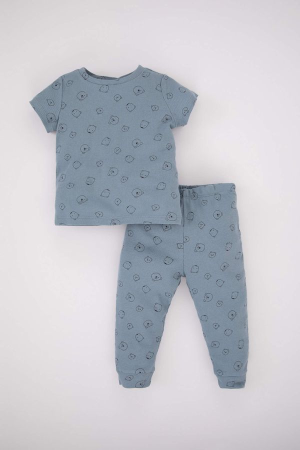 DEFACTO DEFACTO Baby Boy Ribbed Camisole Organic Cotton Short Sleeve 2-Pajama Set