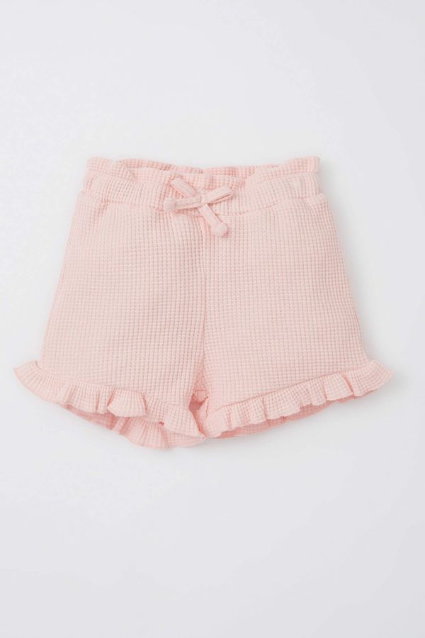 DEFACTO DEFACTO Baby Girl Paperbag Fit Waffle Textured Shorts