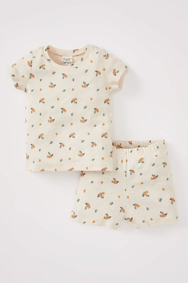 DEFACTO DEFACTO Baby Girl Regular Fit Floral Short Sleeve Pajama Set
