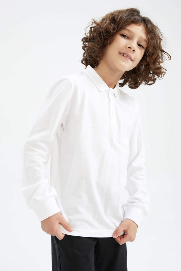 DEFACTO DEFACTO Boy Regular Fit Polo Neck Pique Long Sleeved Polo T-Shirt