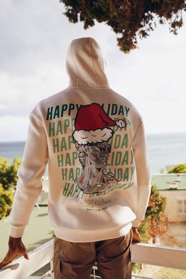 DEFACTO DEFACTO Christmas Themed Boxy Fit Hoodie Sweatshirt