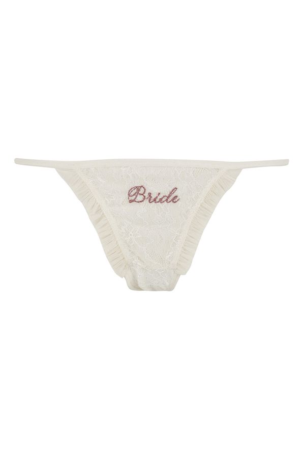 DEFACTO DEFACTO Fall In Love Bride Embroidered Lace String Panties
