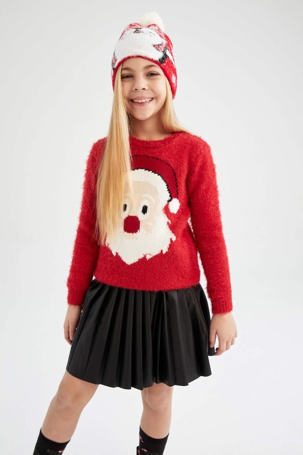 DEFACTO DEFACTO Girl Long Sleeve Deer Print Knitted Sweatshirt