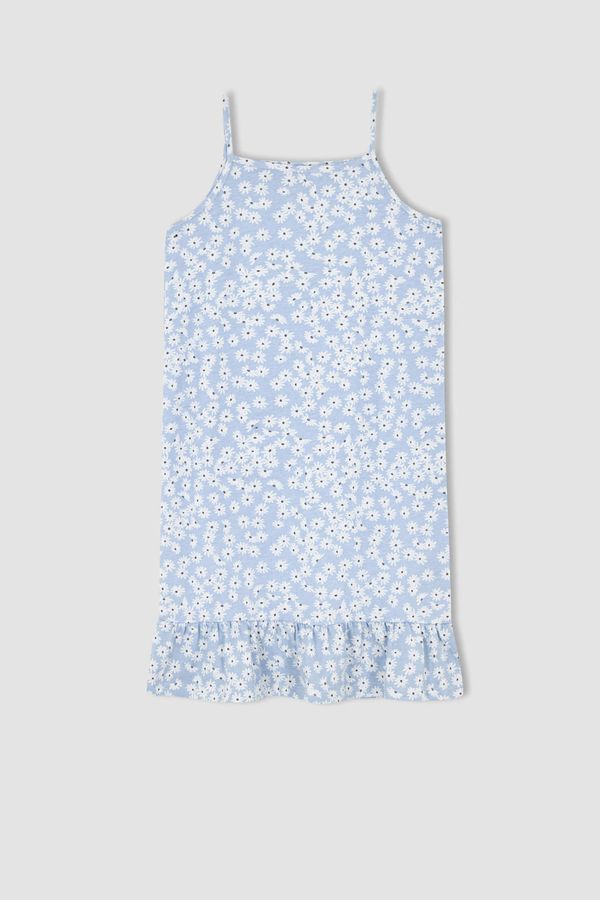 DEFACTO DEFACTO Girl Patterned Strap Sleeveless Cotton Combed Cotton Dress