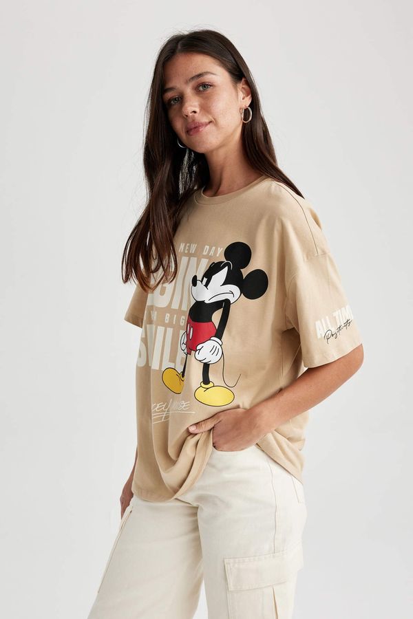 DEFACTO DEFACTO Oversize Fit Mickey & Minnie Licensed Crew Neck Printed Short Sleeve T-Shirt