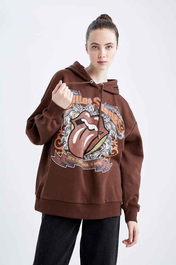 DEFACTO DEFACTO Oversize Fit Rolling Stones Licensed Printed Long Sleeve Sweat Shirt