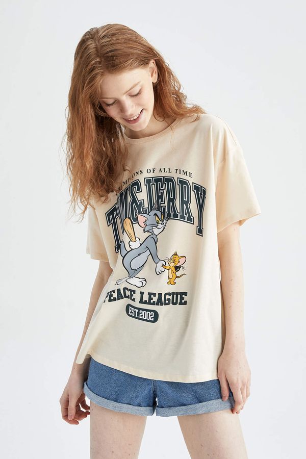 DEFACTO DEFACTO Oversized Short Sleeve Tom And Jerry Print T-Shirt