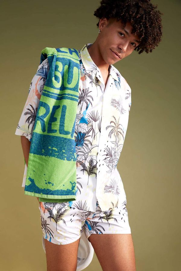 DEFACTO DEFACTO Palm Patterned Tie Waist Swimming Shorts