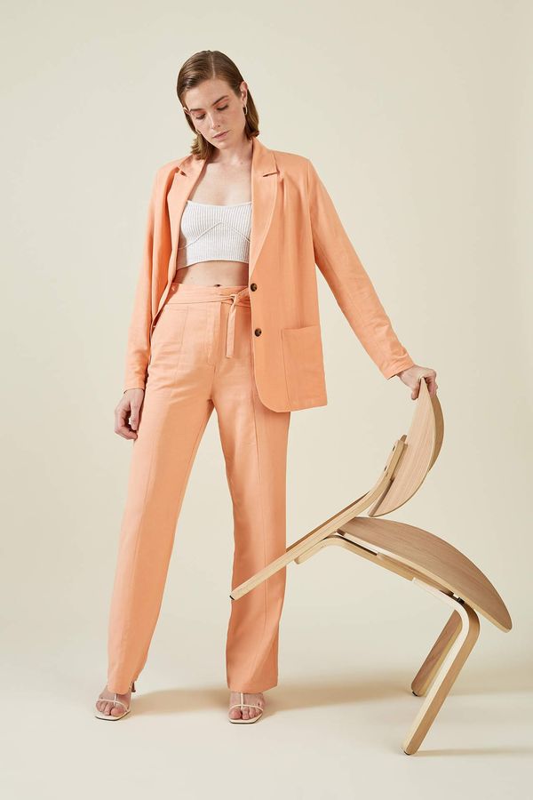 DEFACTO DEFACTO Paperbag Fit High Waisted Belted Linen Trousers