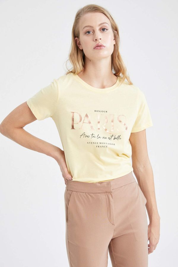 DEFACTO DEFACTO Regular Fit Short Sleeve Paris Varoque Print T-Shirt