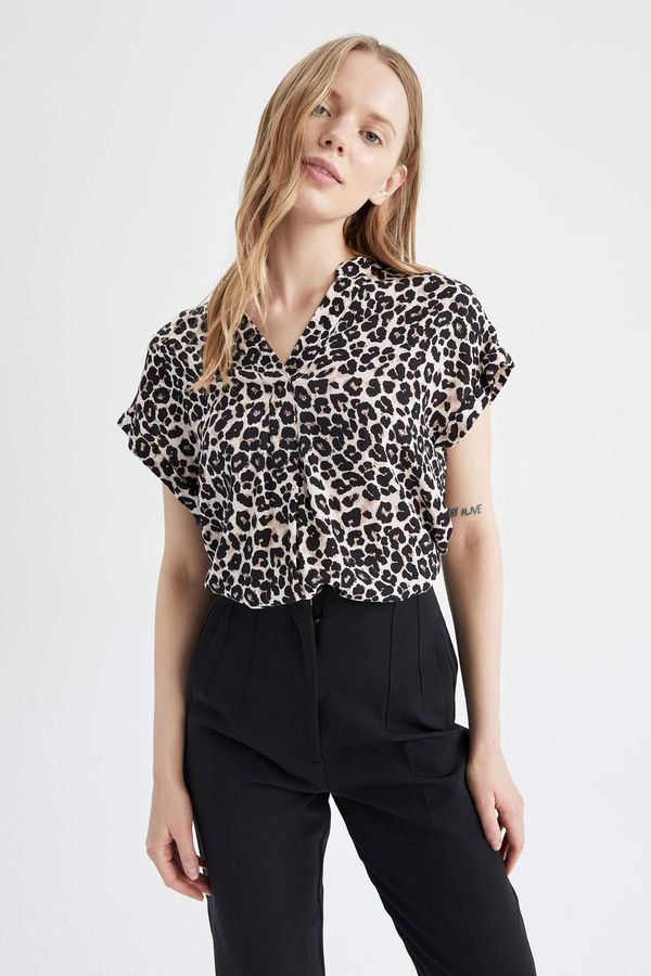 DEFACTO DEFACTO Short Sleeve Leopard Print Shirt