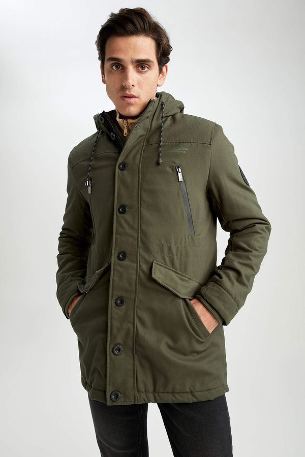 DEFACTO DEFACTO Slim Fit Recycle Claim Standard Recycled Filling Cotton Coat/Parka