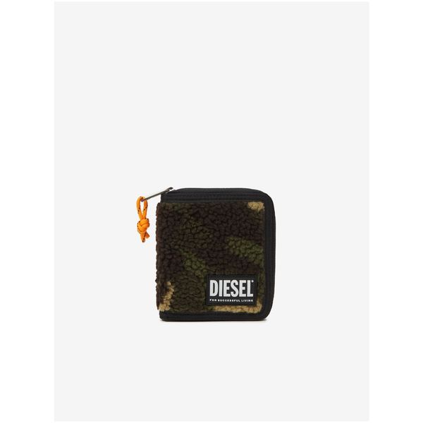 Diesel Brown-Green Men's Patterned Wallet with Artificial Fur Diesel - Men
