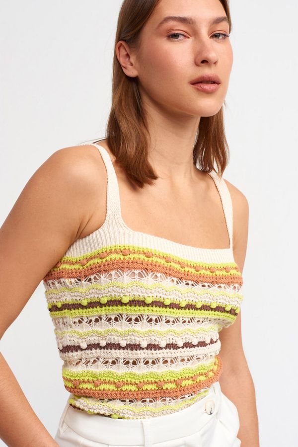 Dilvin Dilvin Crop Top - Yellow - Ethnic pattern