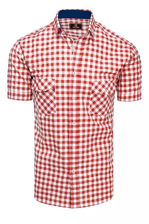 DStreet Biało-czerwona koszula męska z krótkim rękawem Dstreet KX0954