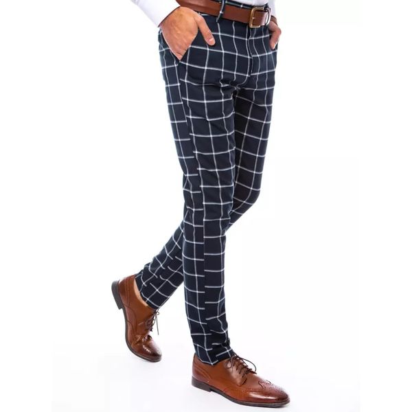 DStreet Men's navy blue checkered chino trousers Dstreet UX3671