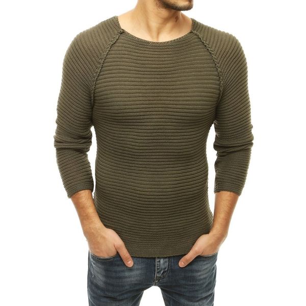DStreet Męski sweter, ciągnięty nad głową, khaki WX1663