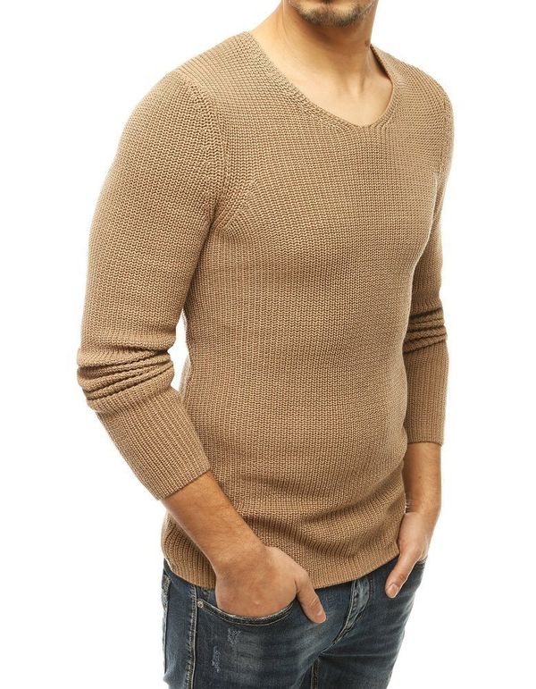 DStreet Męski sweter naciągnięty na głowę, brązowy WX1591