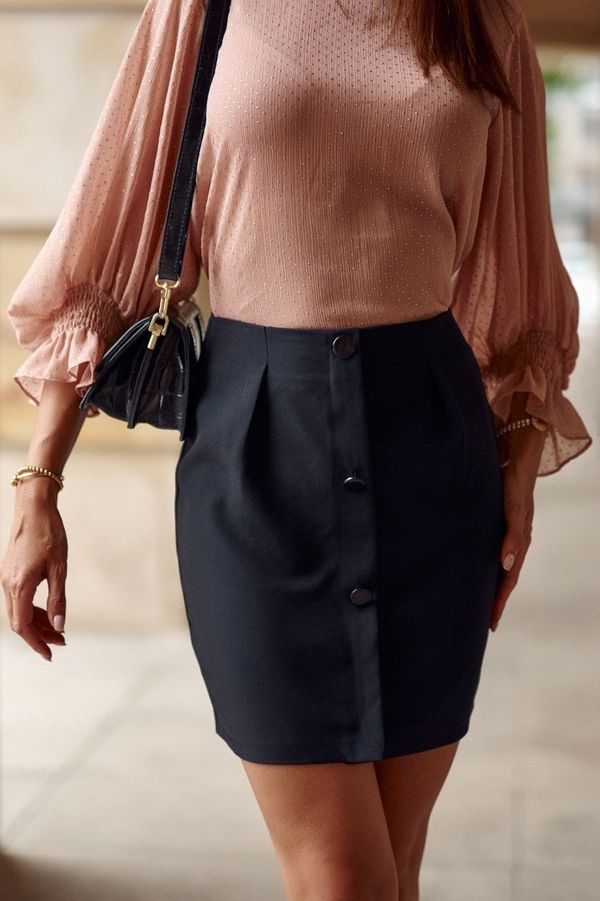 FASARDI Black button miniskirt