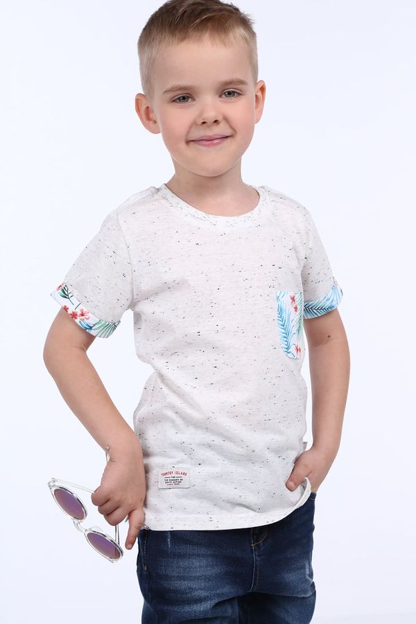 FASARDI Boys' T-shirt with pocket, cream color