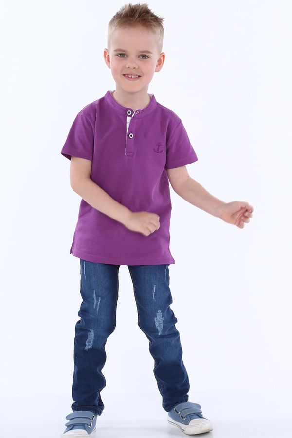 FASARDI Chlapecké fialové tričko s knoflíky