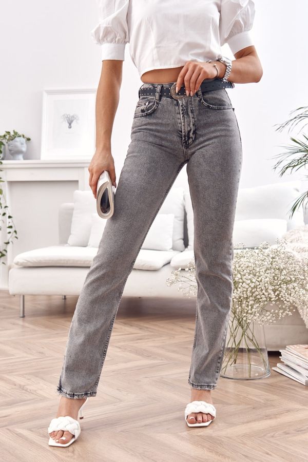 FASARDI Dark grey jeans with straight belt
