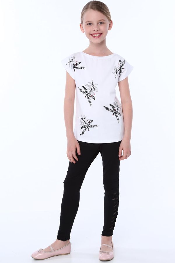 FASARDI Girls' T-shirt white dragonfly