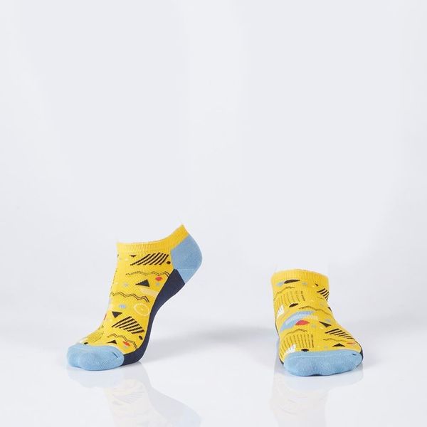 FASARDI Tmavě modré a modré pánské krátké ponožky s geometrickými vzory