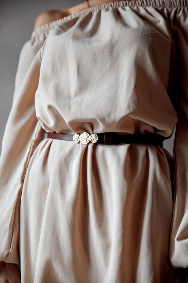 FASARDI Úzký dámský kožený pásek s tmavě hnědou sponou