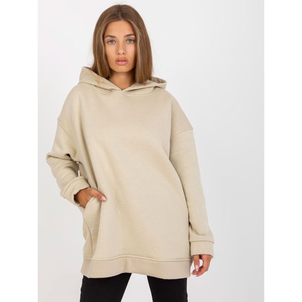 Fashionhunters Basic beige oversized sweatshirt