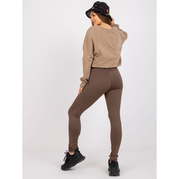 Fashionhunters Basic brown plain leggings for everyday use