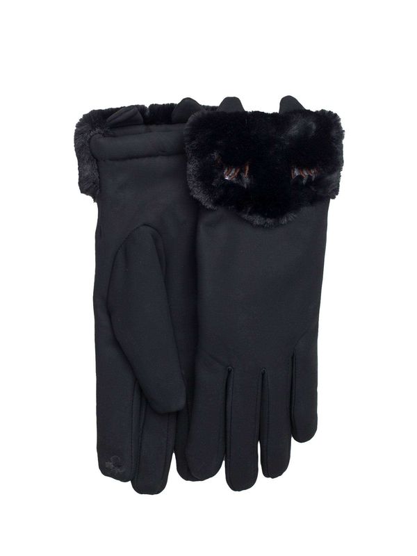 Fashionhunters Black insulated gloves with fur