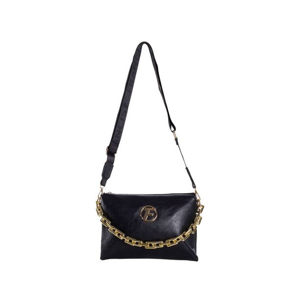 Fashionhunters Black messenger bag with a chain